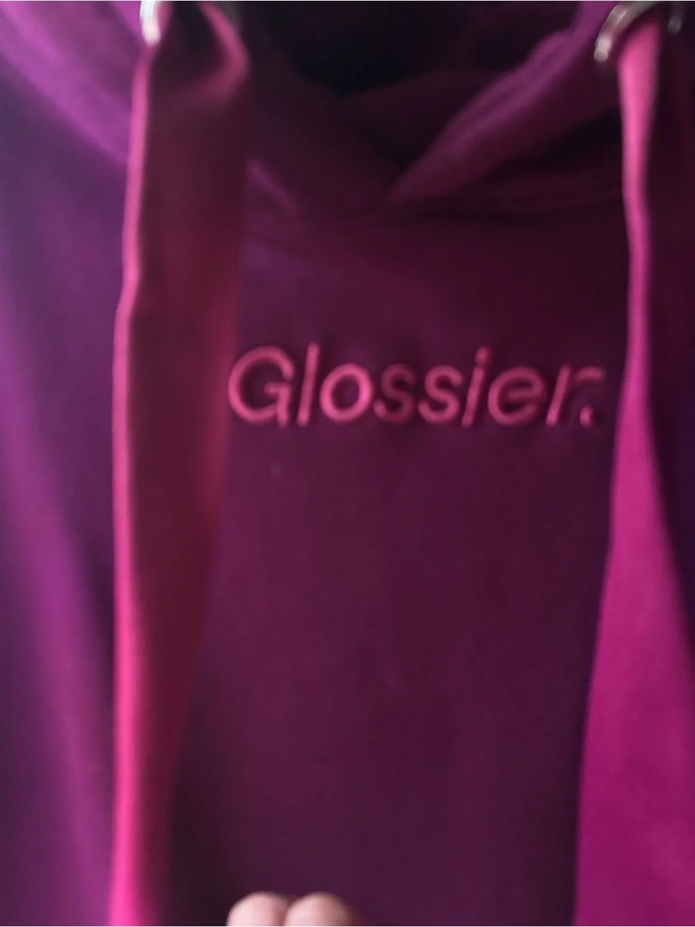Glossier Limited Edition Holiday Raspberry Purple/Pink Hoodie w/Satin Ribbon.XL